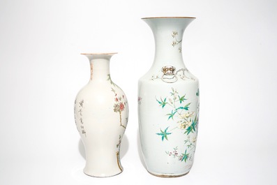 Two Chinese famille rose vases, 19/20th C
